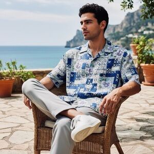 Tori Richard Hawaiian Button Up Shirt COTTON LAWN Chest Pocket